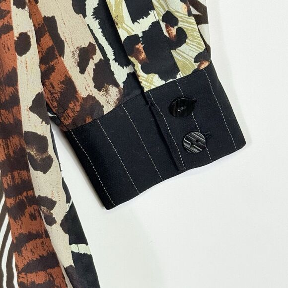 Koos‎ Of Course! Vintage Stripe Animal Print Long Sleeve Shirt Top Women's Small - Picture 7 of 8